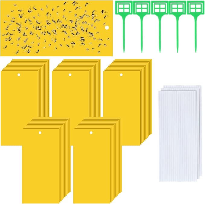 50 pieces of yellow sticky insect traps, yellow stickers, for combating indoor plants, fruit flies, aphids, and fungal gnats. 8 끈적끈적한 곤충 트랩