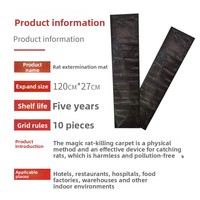 Solid Rat Trap Mat with Powerful Adhesive Thickened Non-Toxic 1.2m Home Use Rodent Control 1 Product information infographic for a rat-extermination mat, listing size, shelf life, pieces per pack, and features.