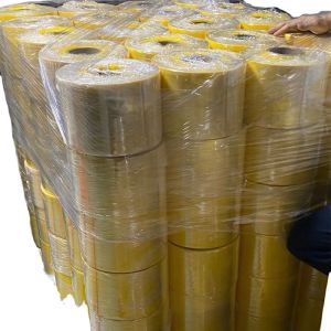Pallet of bulk tree banding tape rolls ready for wholesale shipment